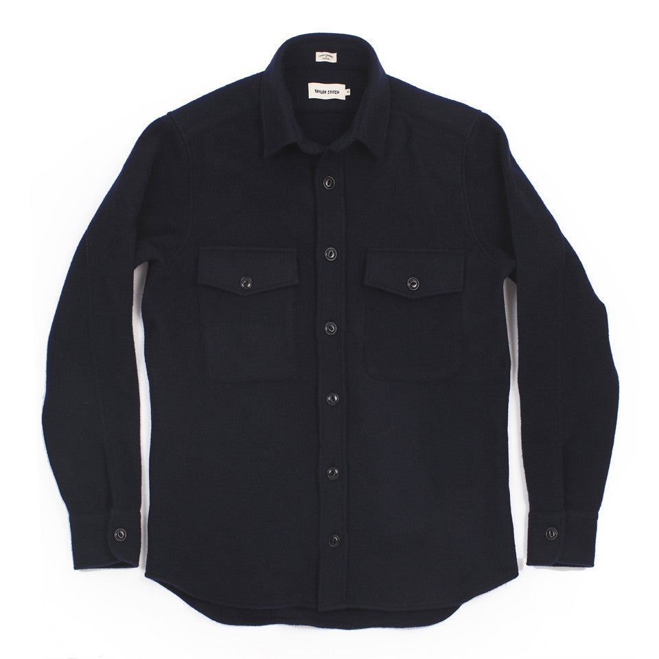 The Maritime Shirt Jacket in Navy Melton Wool
