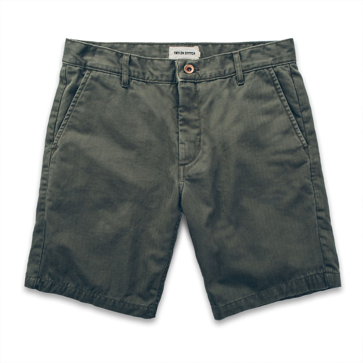 The Camp Short in Washed Olive Drab Herringbone