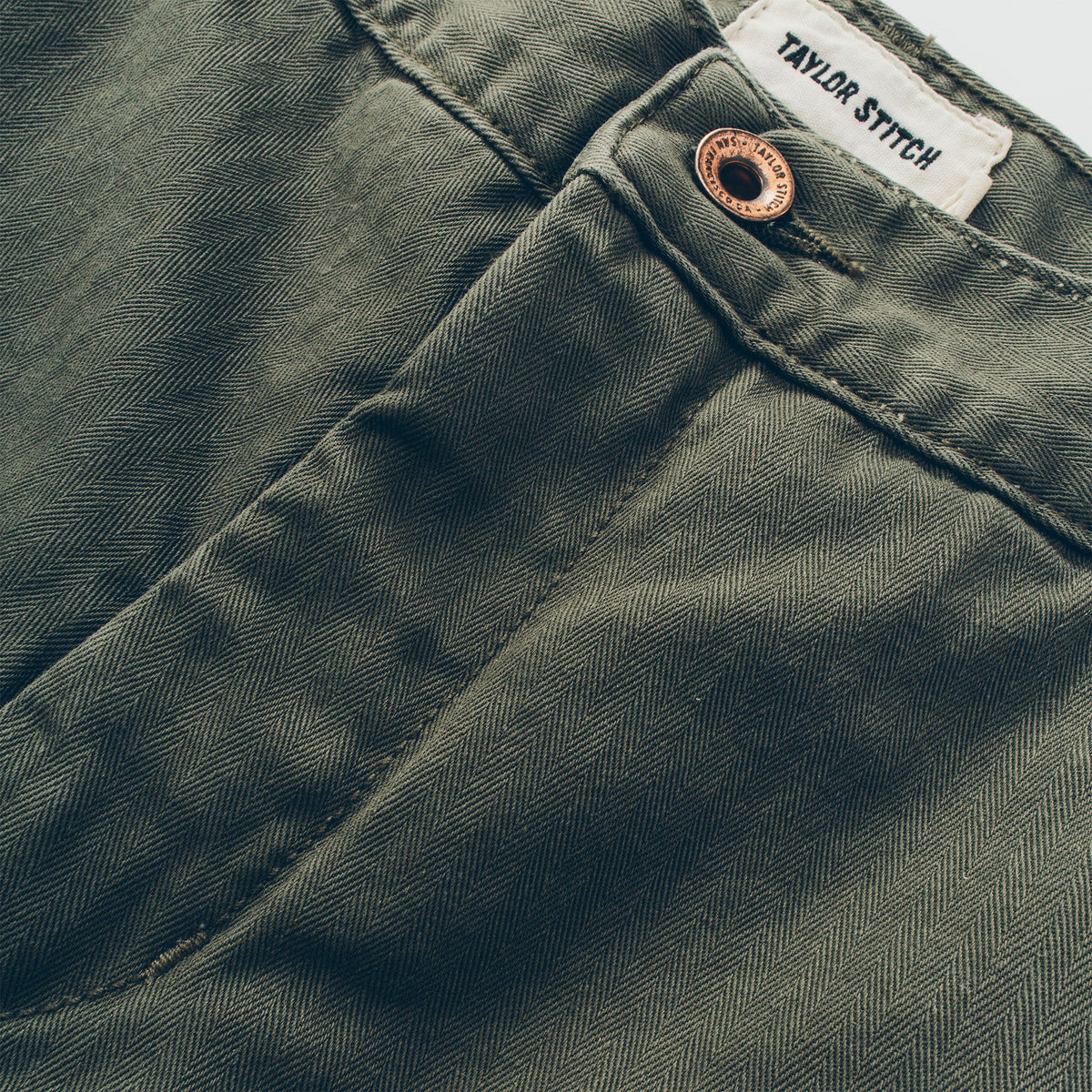 The Camp Short in Washed Olive Drab Herringbone