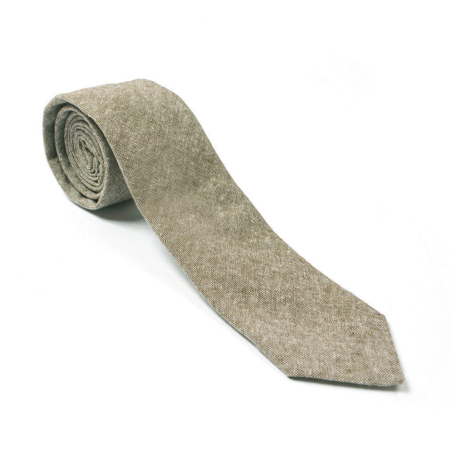 Olive Linen Chambray Tie