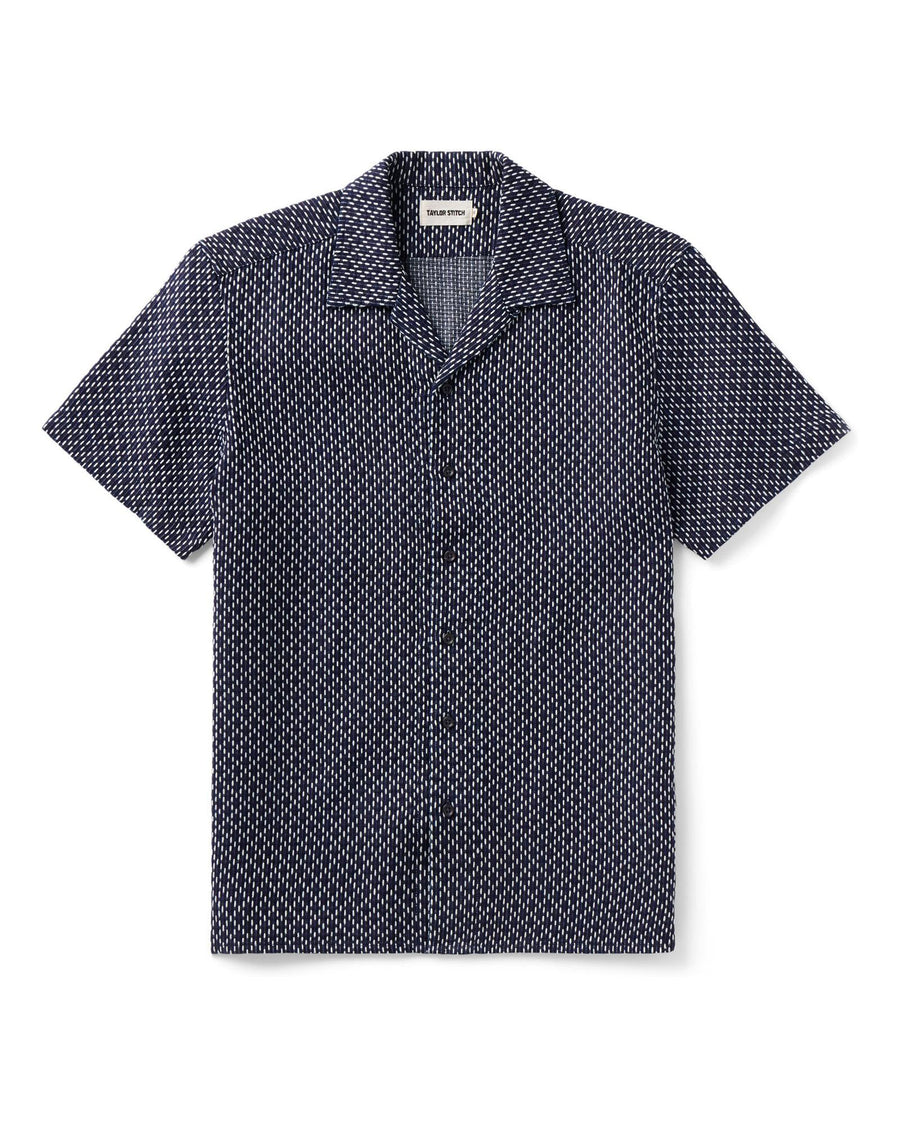 The Davis Shirt in Indigo Raindrop Sashiko