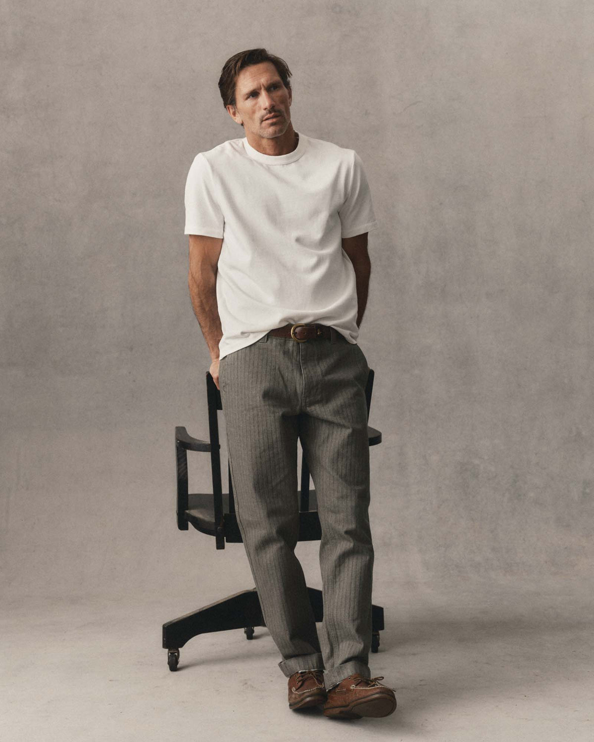 The Emlen Pant in Smoked Olive Herringbone
