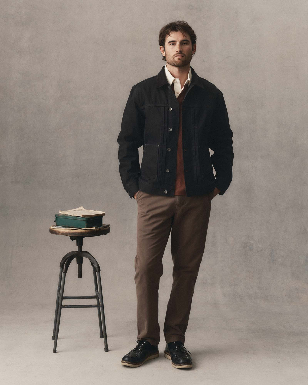 The Ryder Jacket in Rinsed Black Organic Selvedge