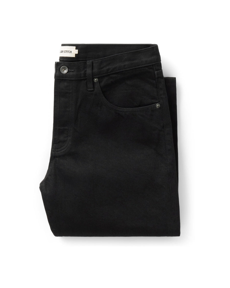 The Straight Jean in Rinsed Black Organic Selvedge