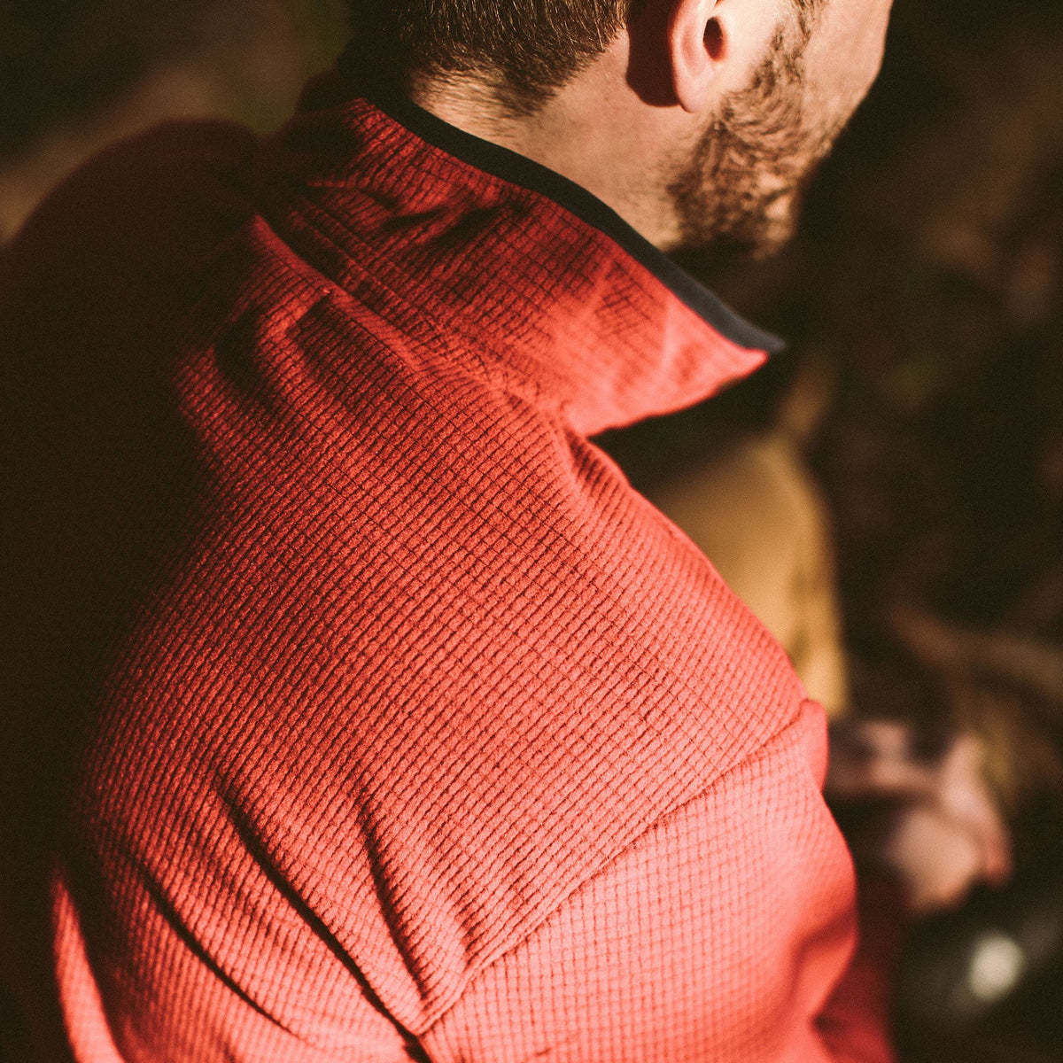 The Pack Pullover in Red Polartec Fleece