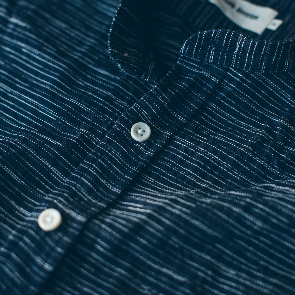 The Short Sleeve Bandit in Navy Slub Stripe