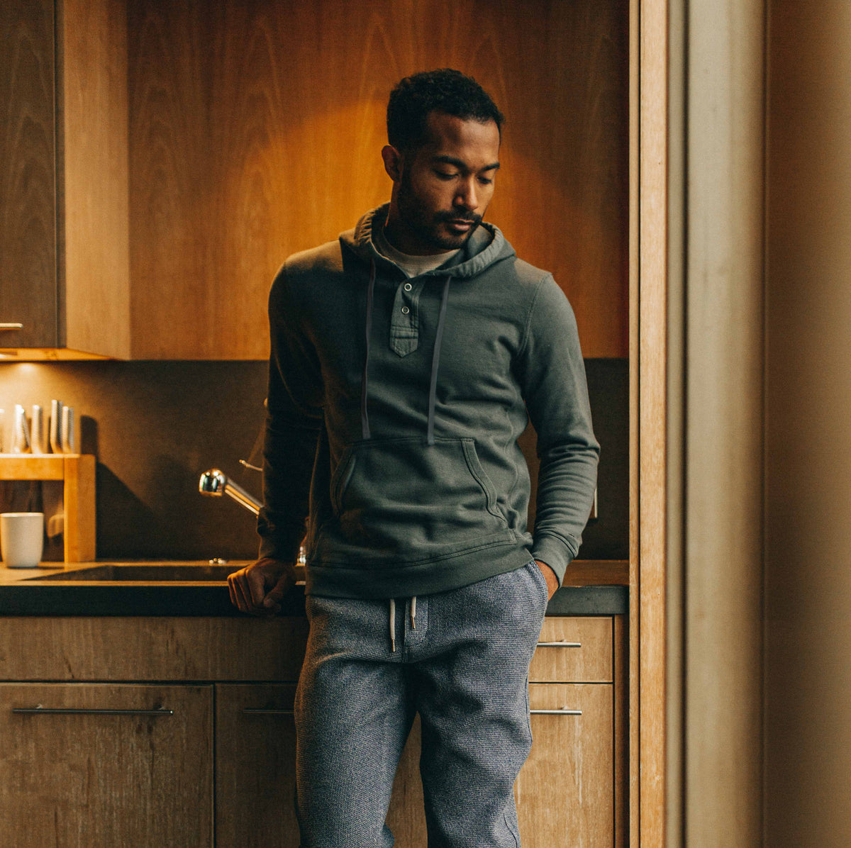 The Fillmore Snap Hoodie in Deep Sea Terry