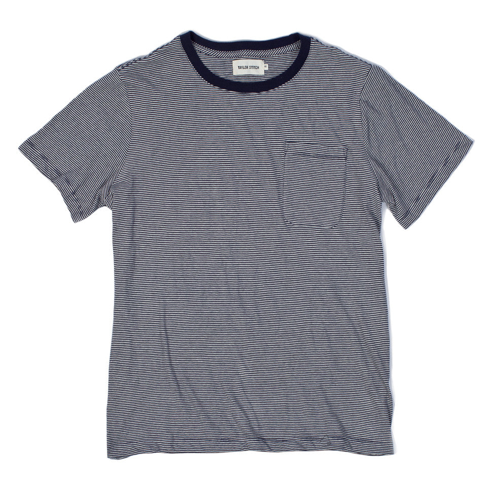 The Crewneck Pocket Tee in Sausalito Stripe