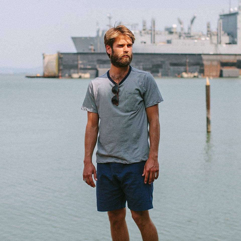 The Crewneck Pocket Tee in Sausalito Stripe