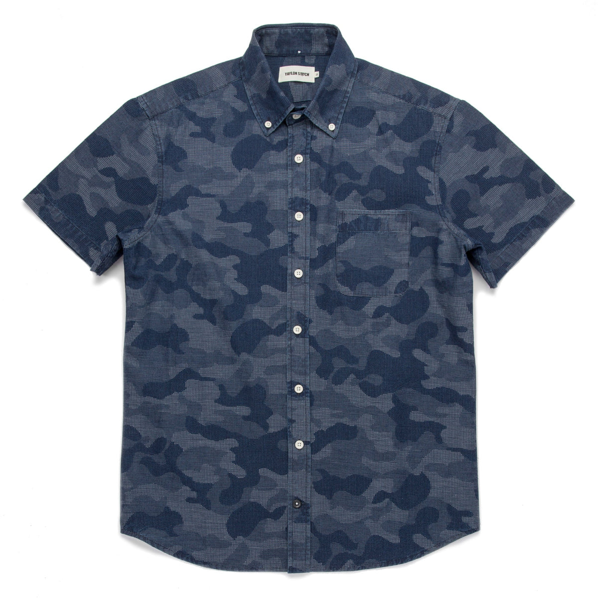 The Short Sleeve Jack in Indigo Jacquard Camo