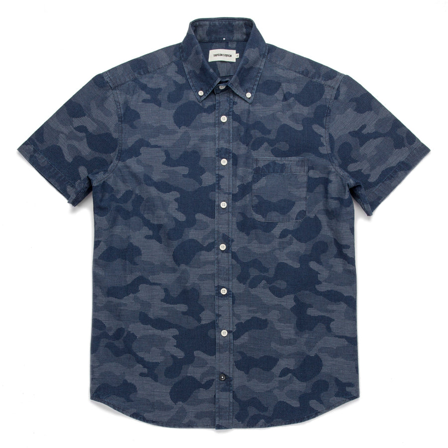 The Short Sleeve Jack in Indigo Jacquard Camo