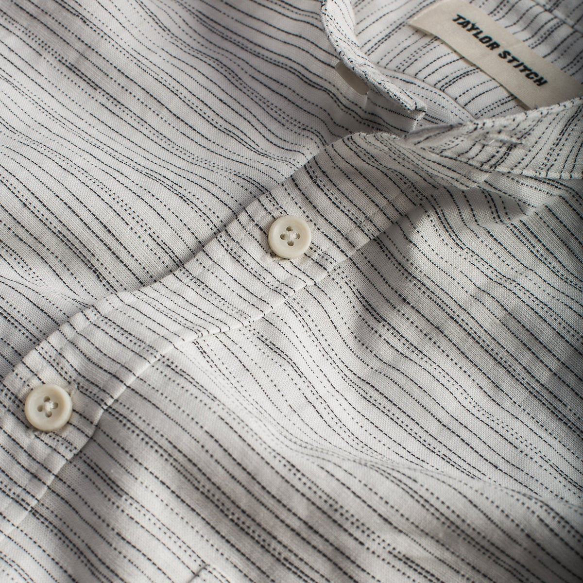 The Bandit in White & Navy Slub Stripe