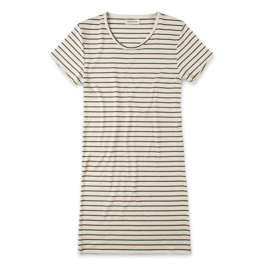 The Sausalito Dress in Forest Stripe Mercerized Merino