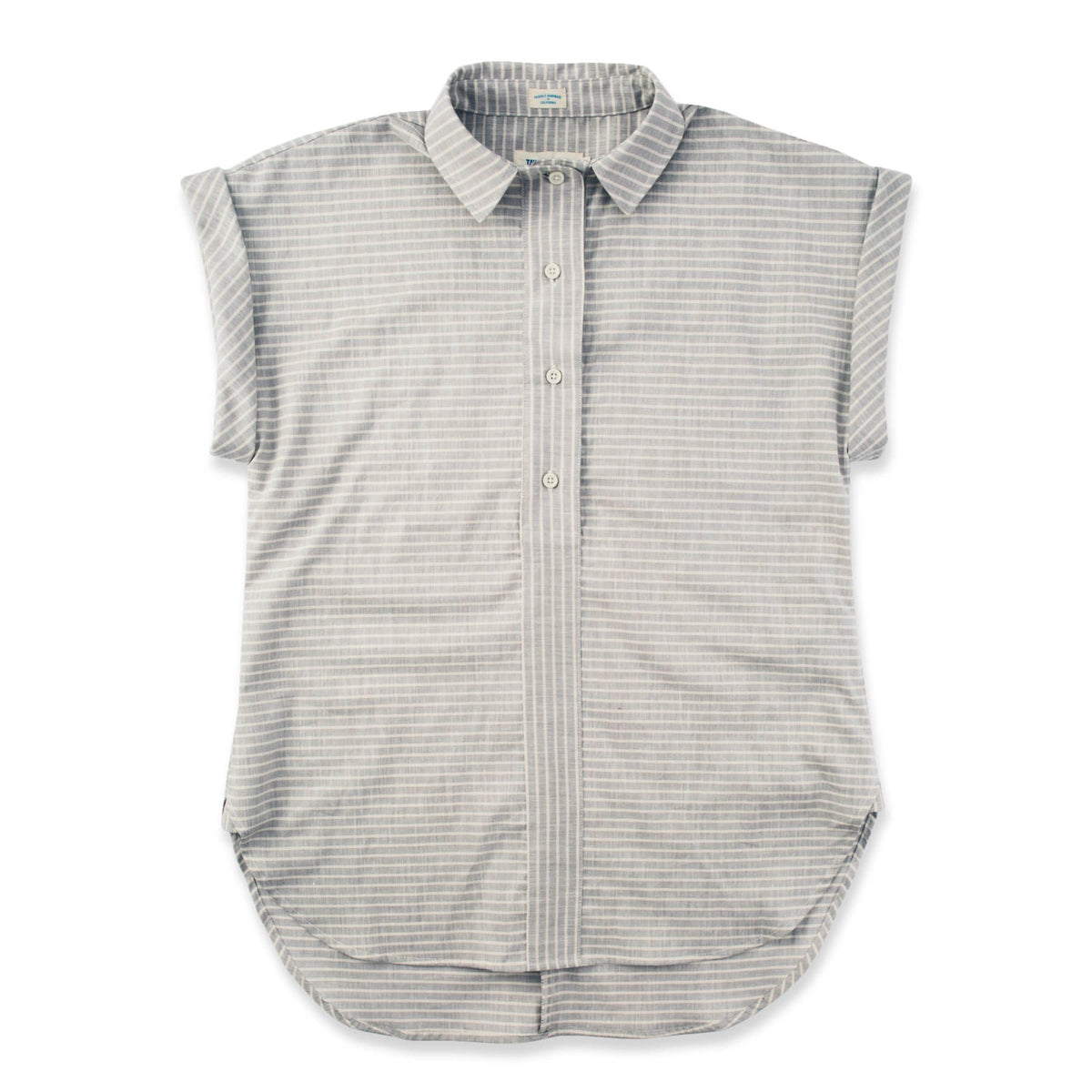 The Reese Popover in Grey Striped Chambray