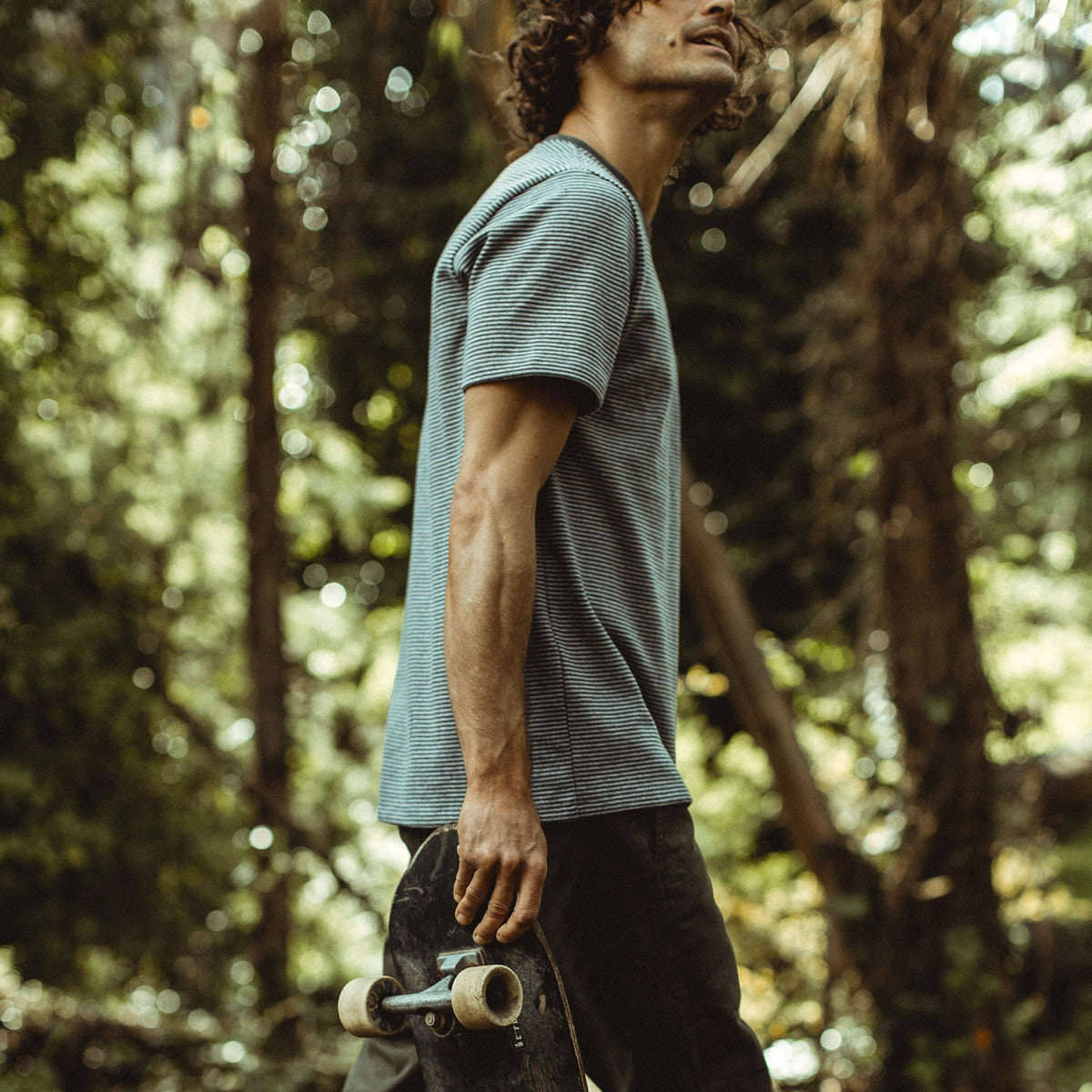 The Heavy Bag Tee in Grey Stripe