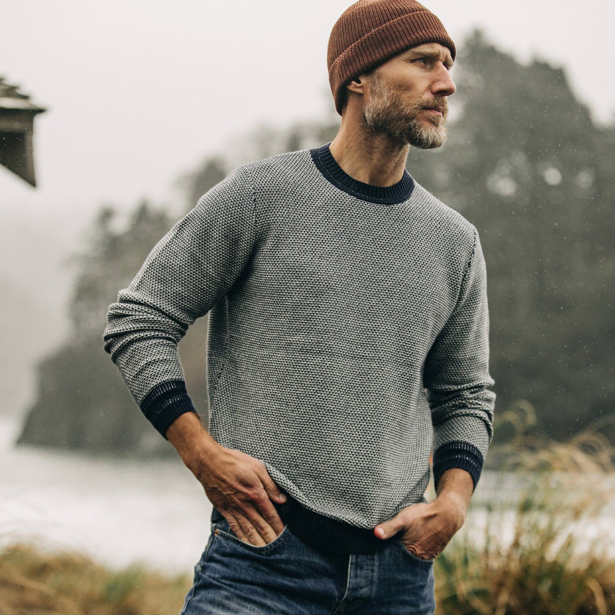 The Brume Sweater in Navy Birdseye