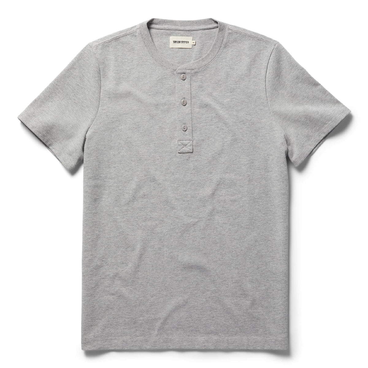 The Short Sleeve Heavy Bag Henley in Aluminum