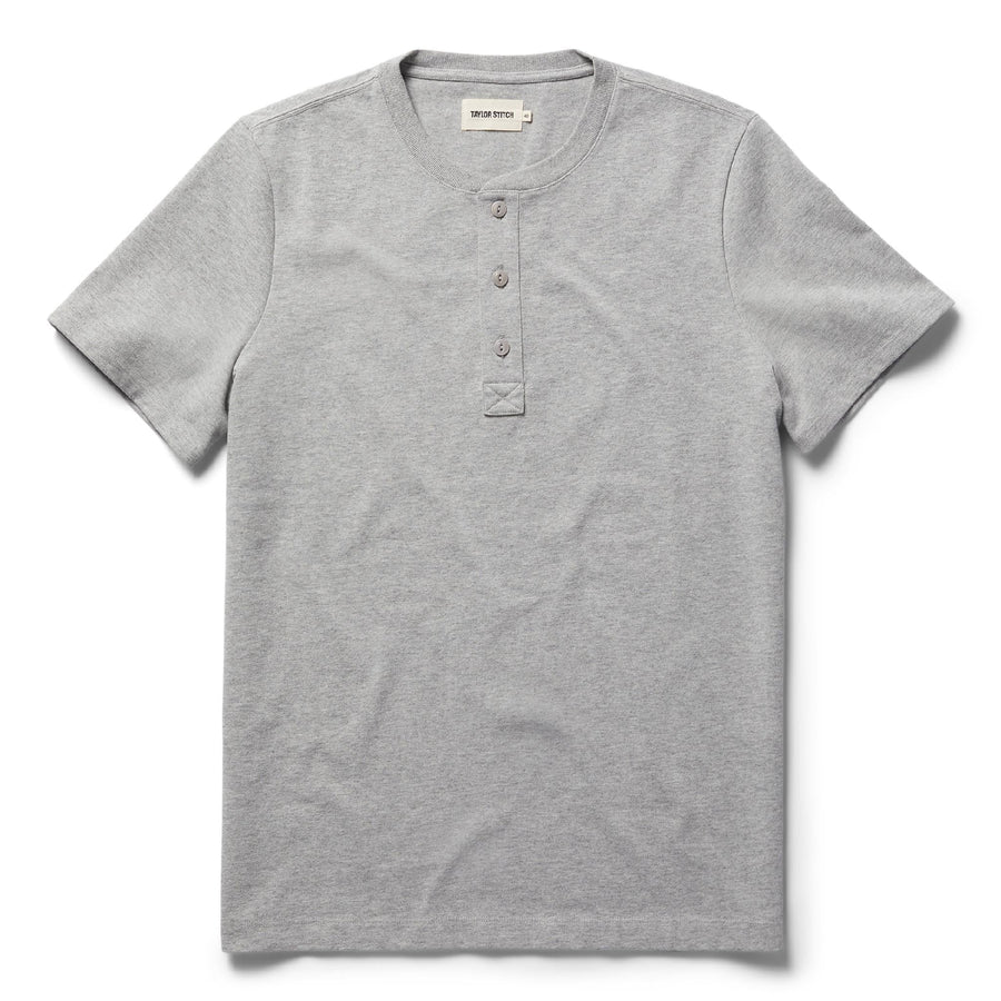 The Short Sleeve Heavy Bag Henley in Aluminum