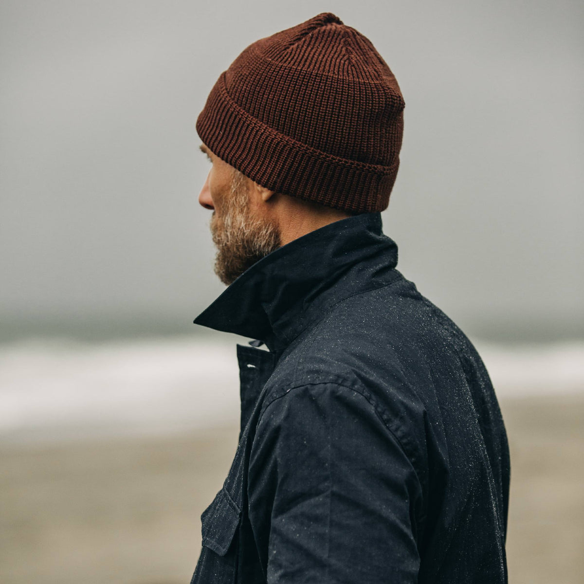 The Rib Beanie in Russet