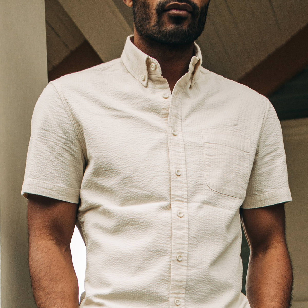 The Short Sleeve Jack in Natural Seersucker