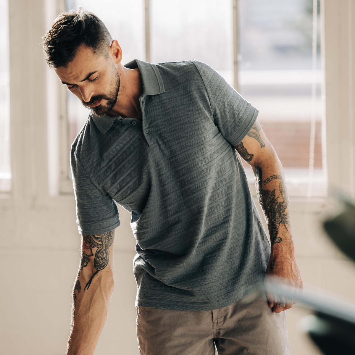 The Jacquard Polo in Storm