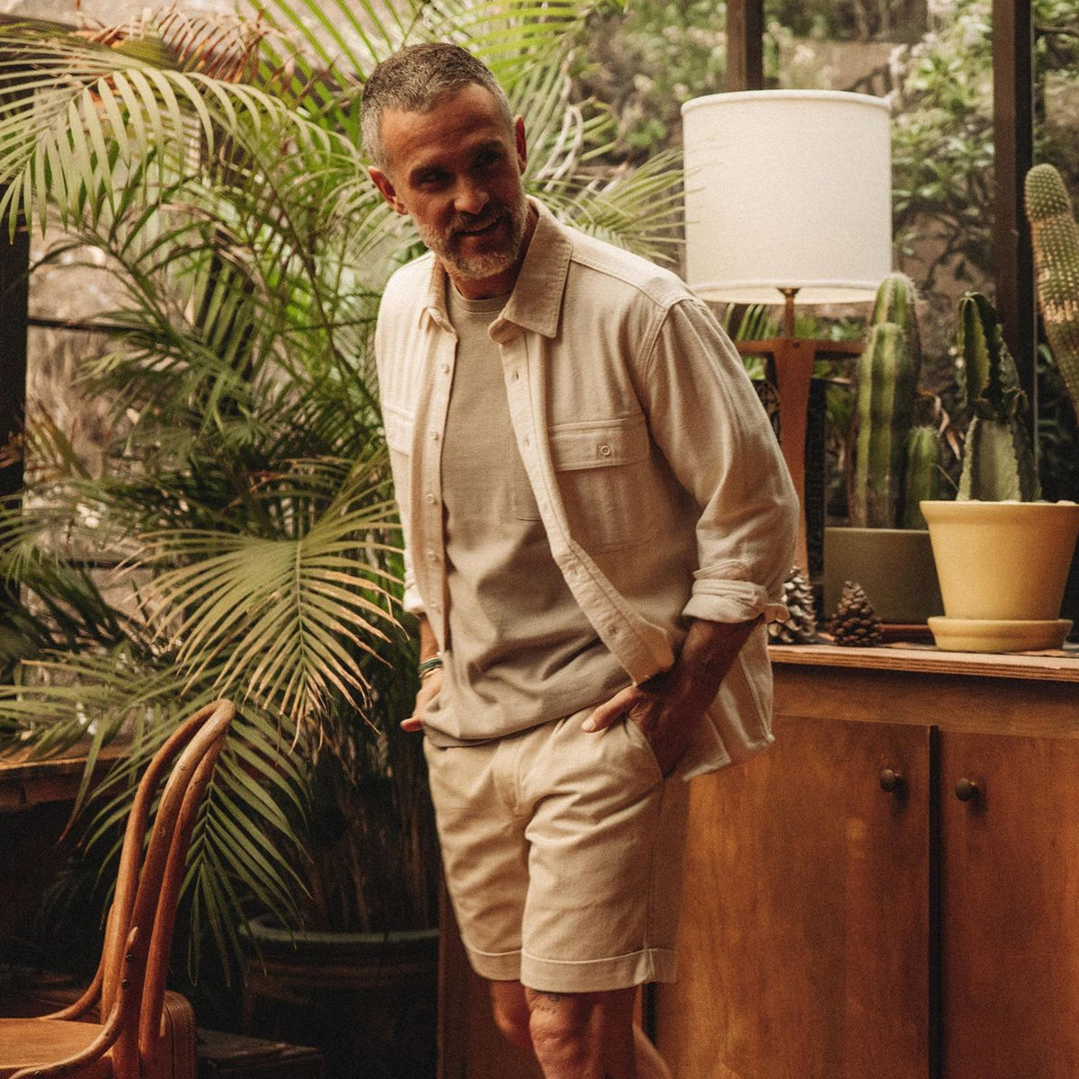 The Ledge Shirt in Oyster Herringbone