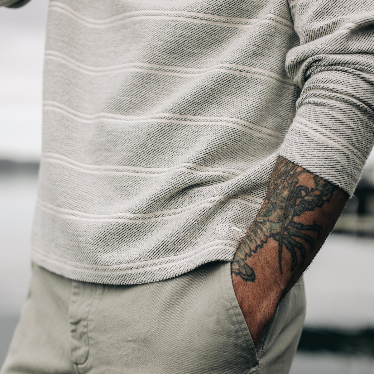 The Morgan Crewneck in Ash Stripe