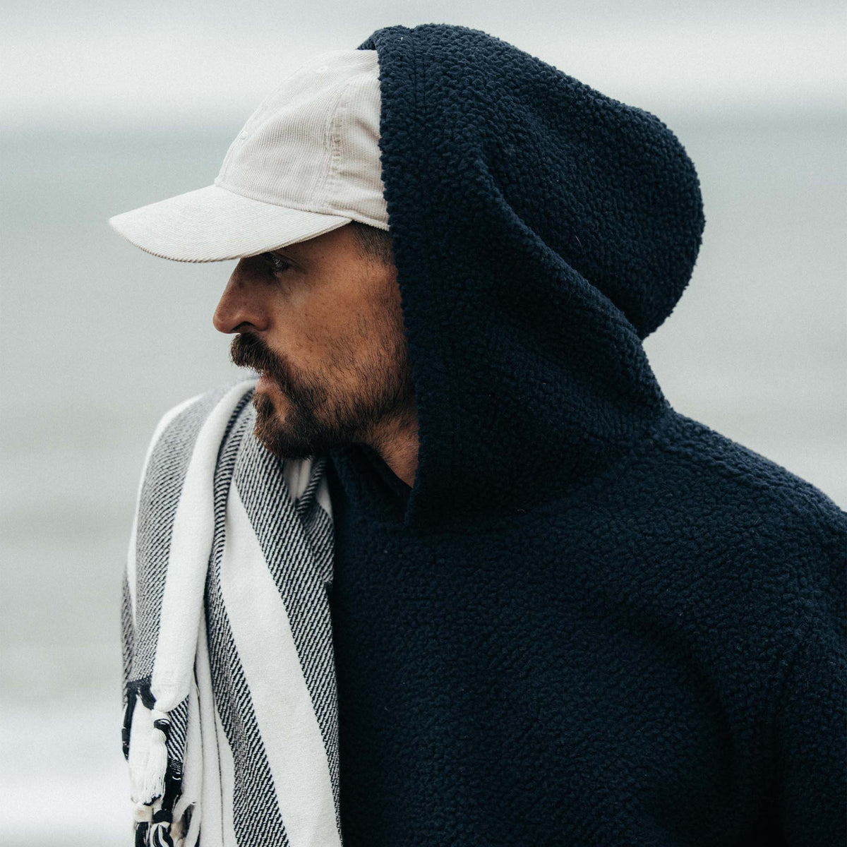 The Nomad Hoodie in Navy Sherpa