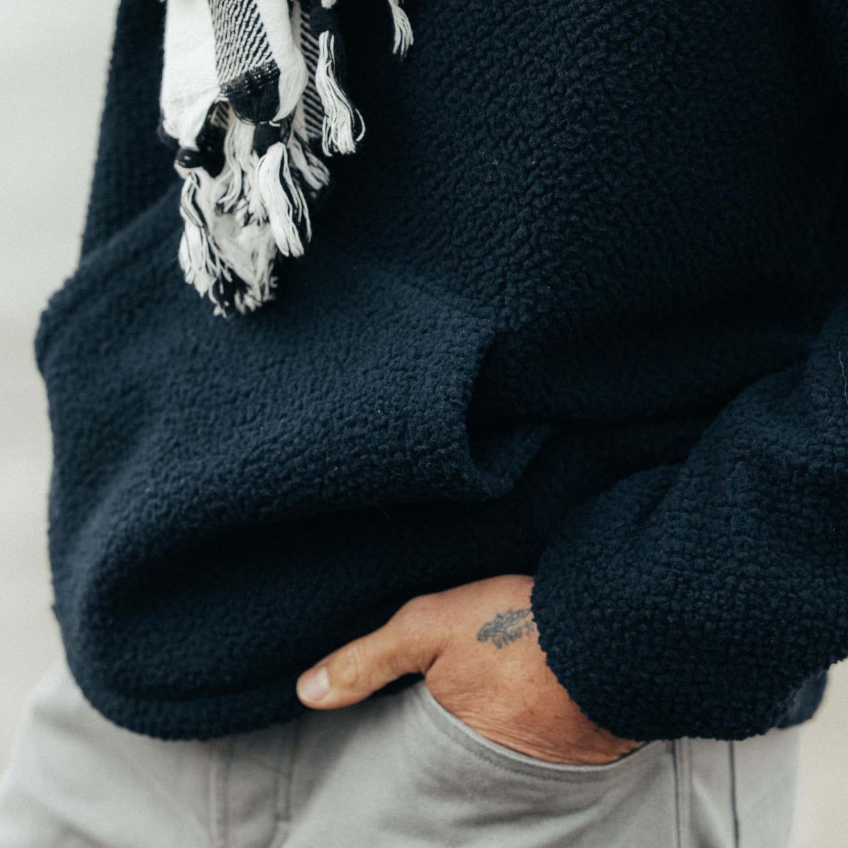 The Nomad Hoodie in Navy Sherpa