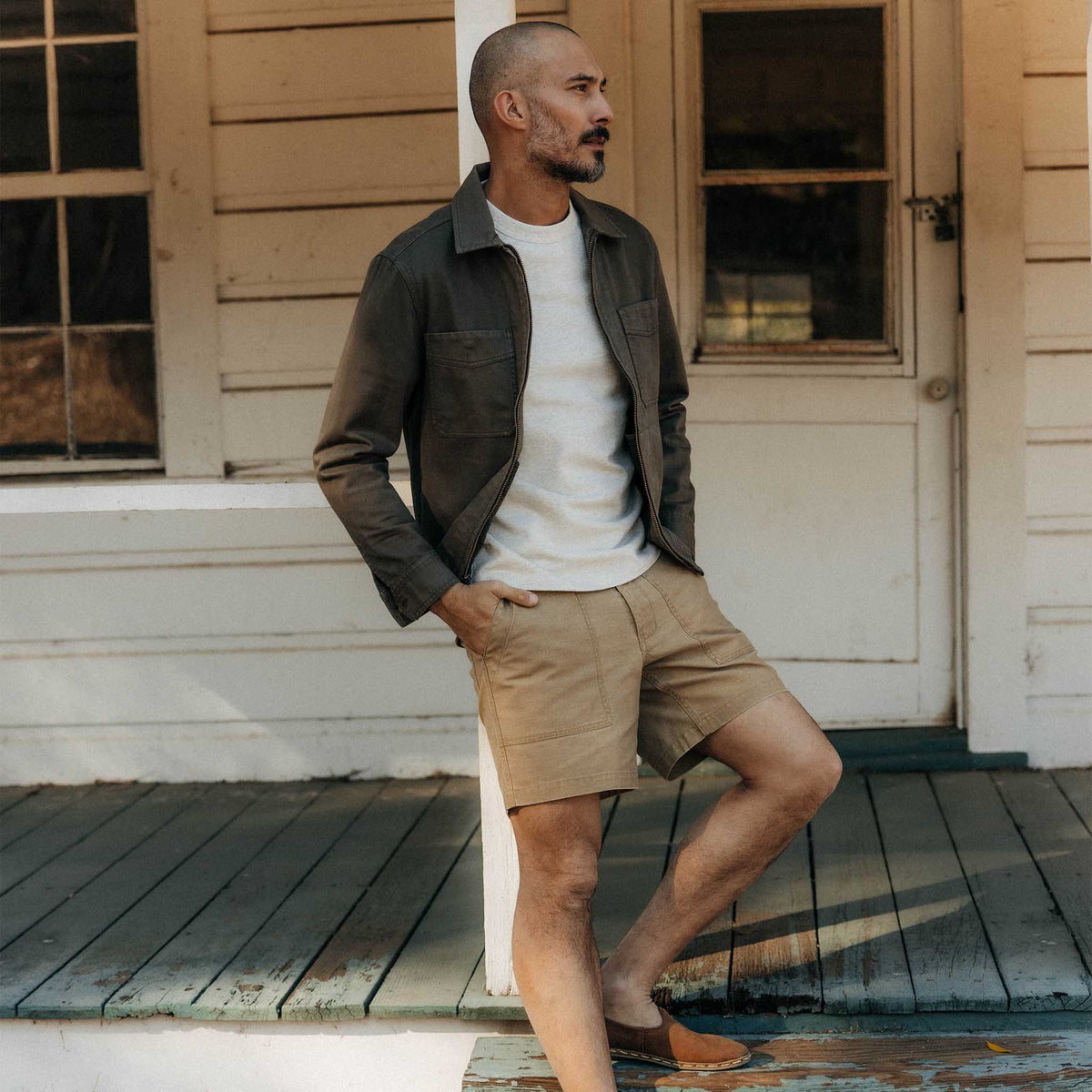 The Station Jacket in Fatigue Olive Broken Twill