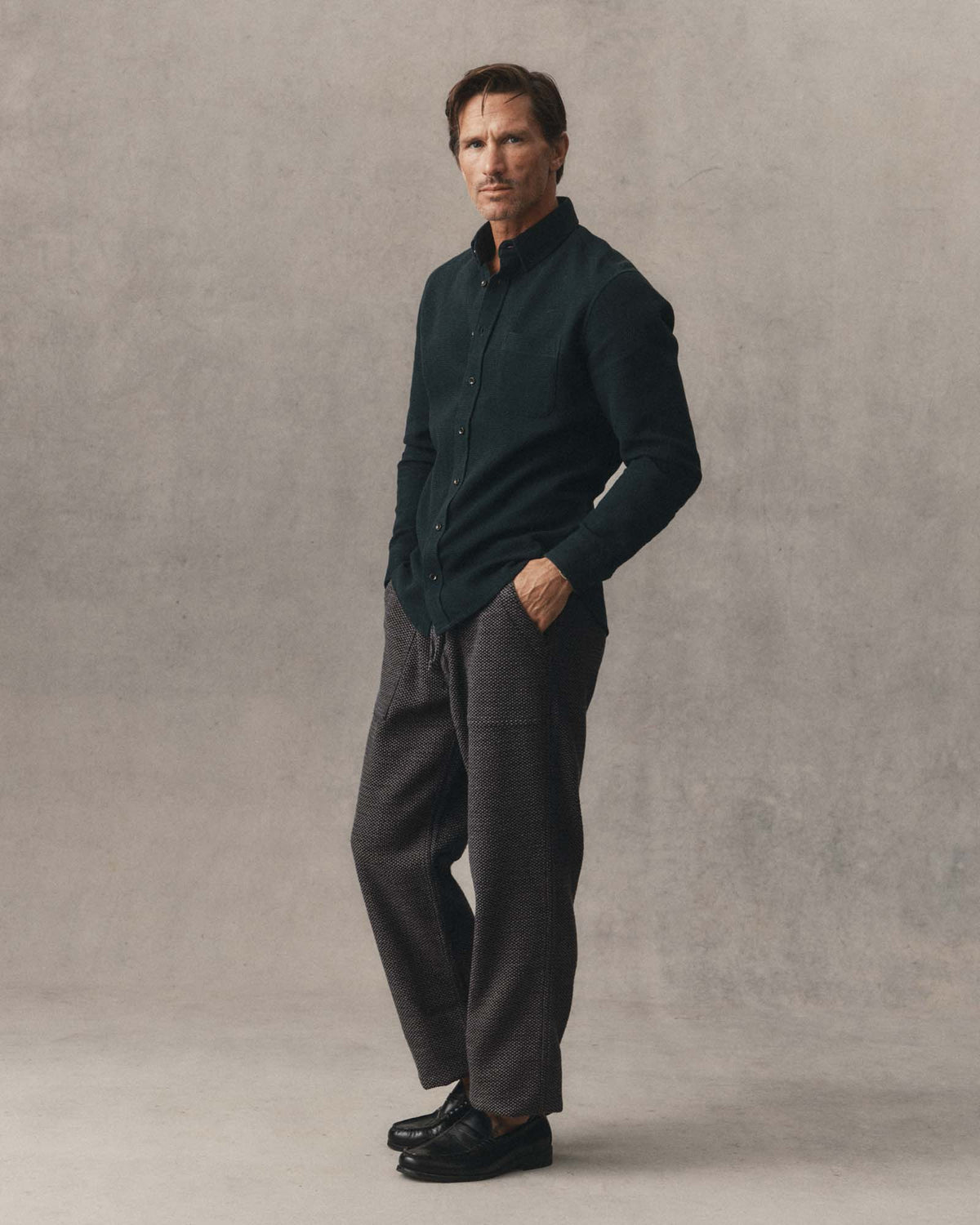 The Breakwater Pant in Charcoal Sashiko