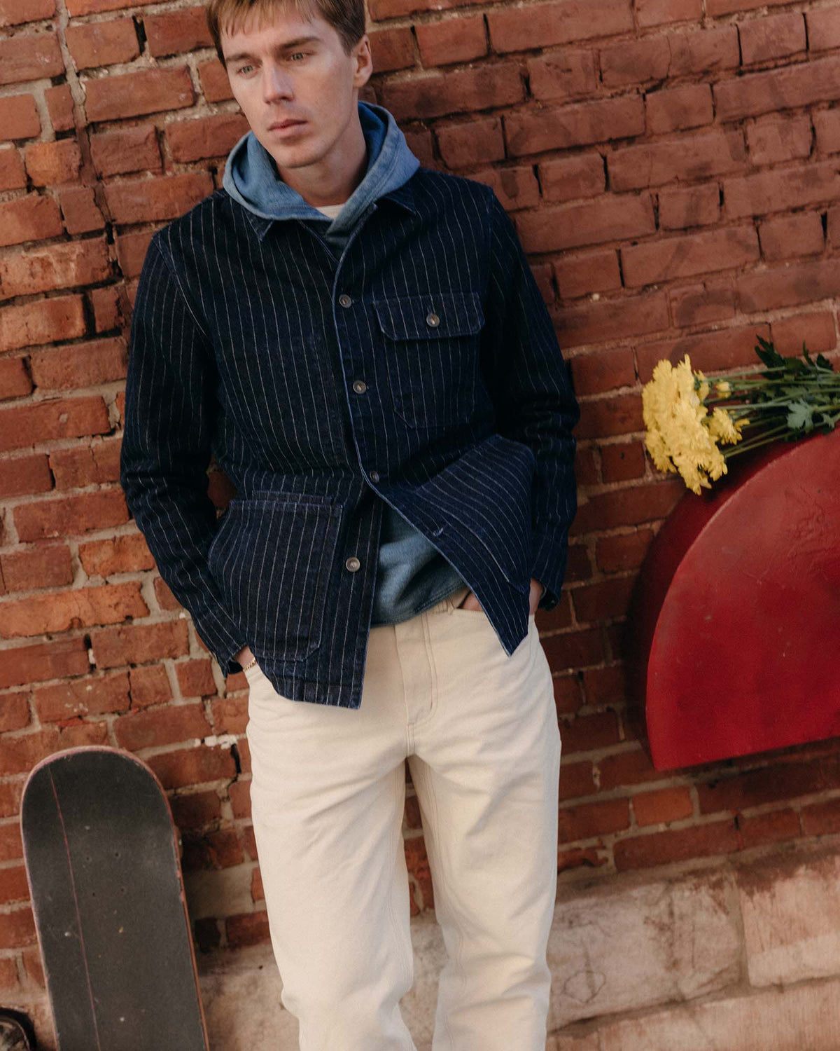 The Fremont Jacket in Rinsed Indigo Dobby Denim