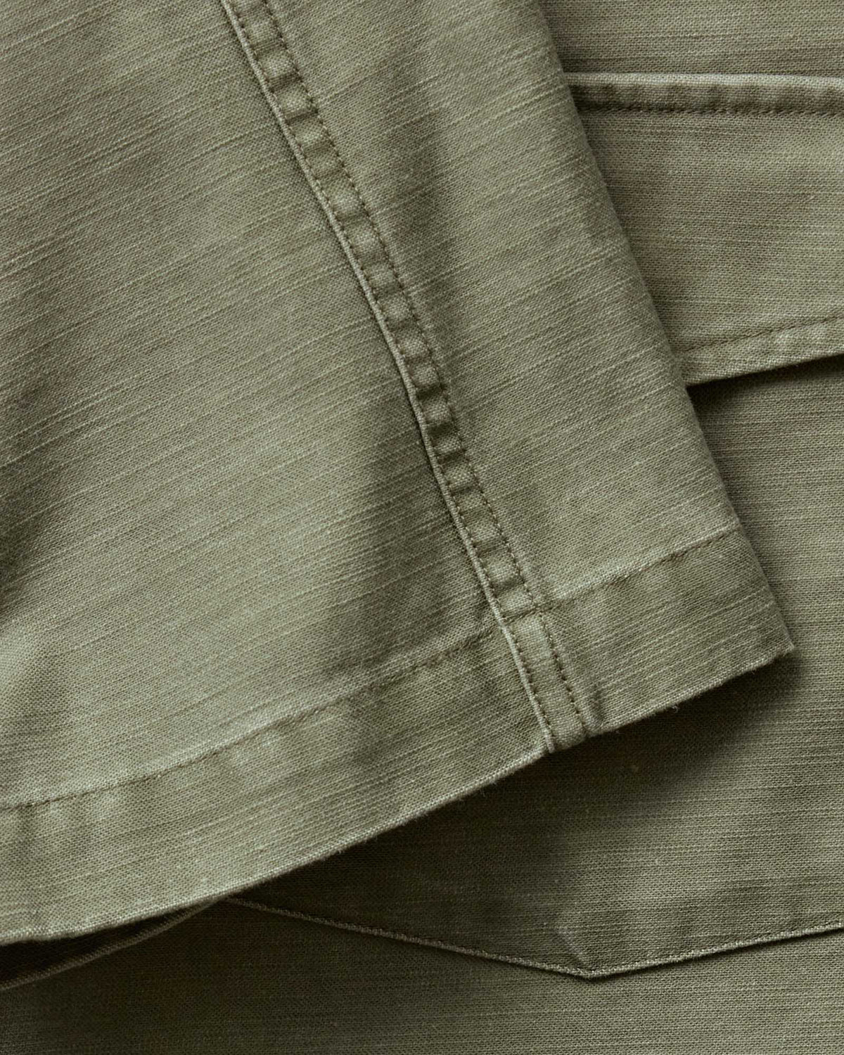 The Short Sleeve Surplus Shirt in Field Olive Reverse Sateen