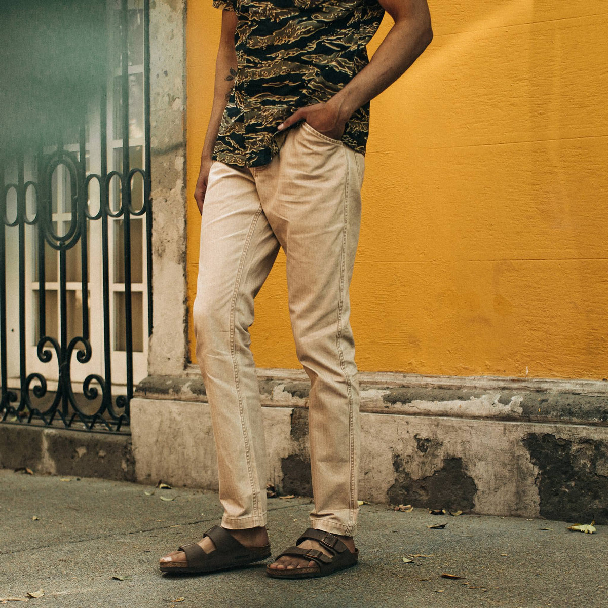 The Camp Pant in Khaki Herringbone