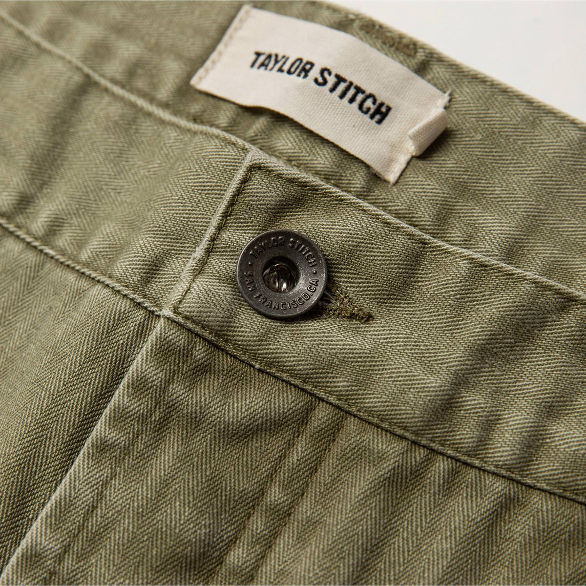 The Camp Pant in Olive Herringbone