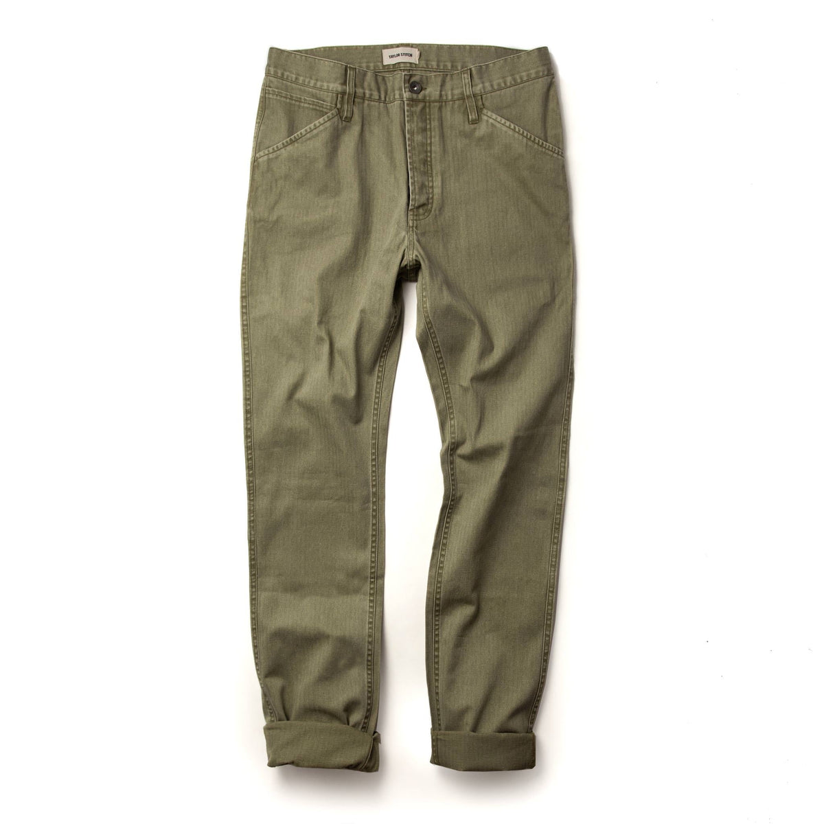 The Camp Pant in Olive Herringbone