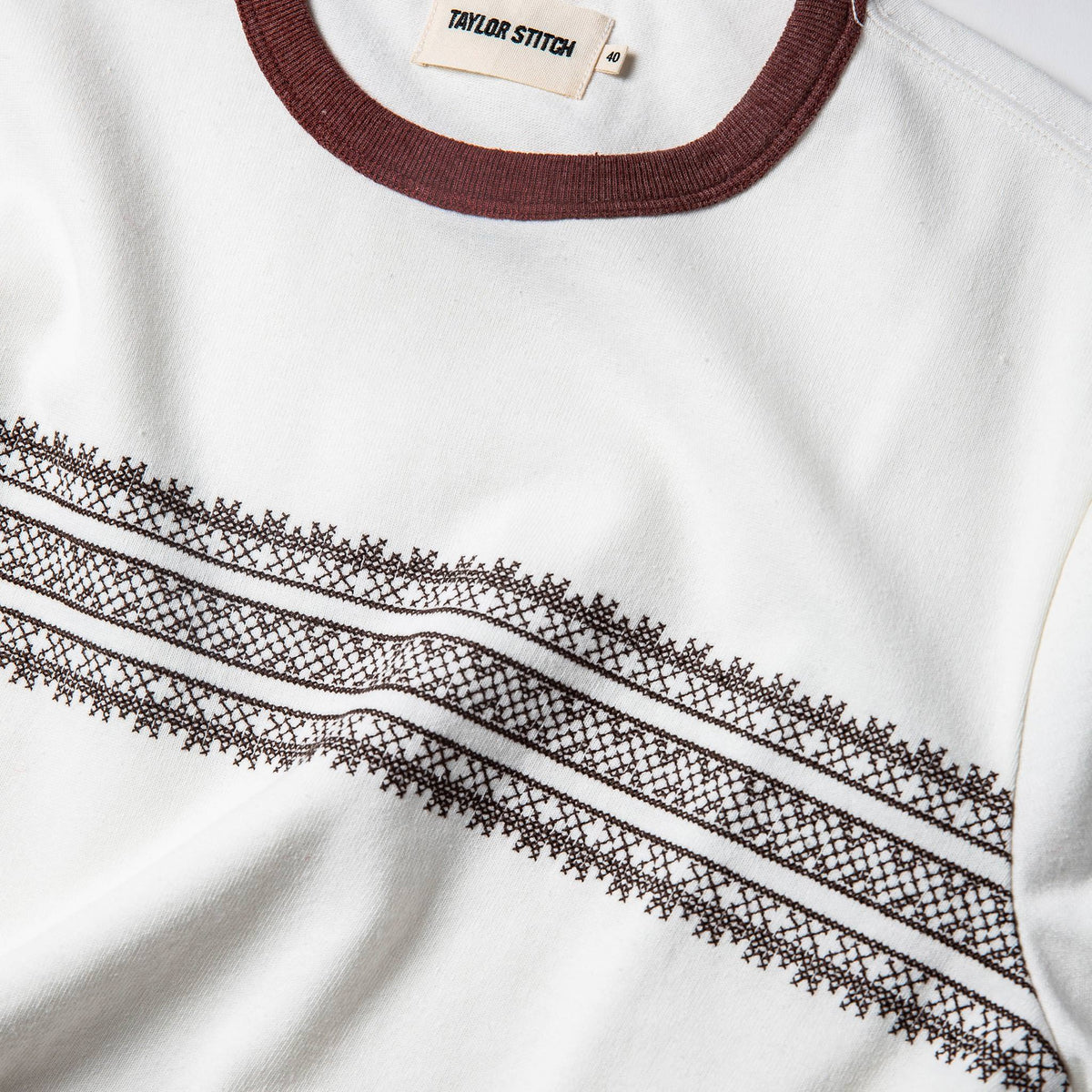 The Heavy Bag Tee in Canyon Embroidered Stripe