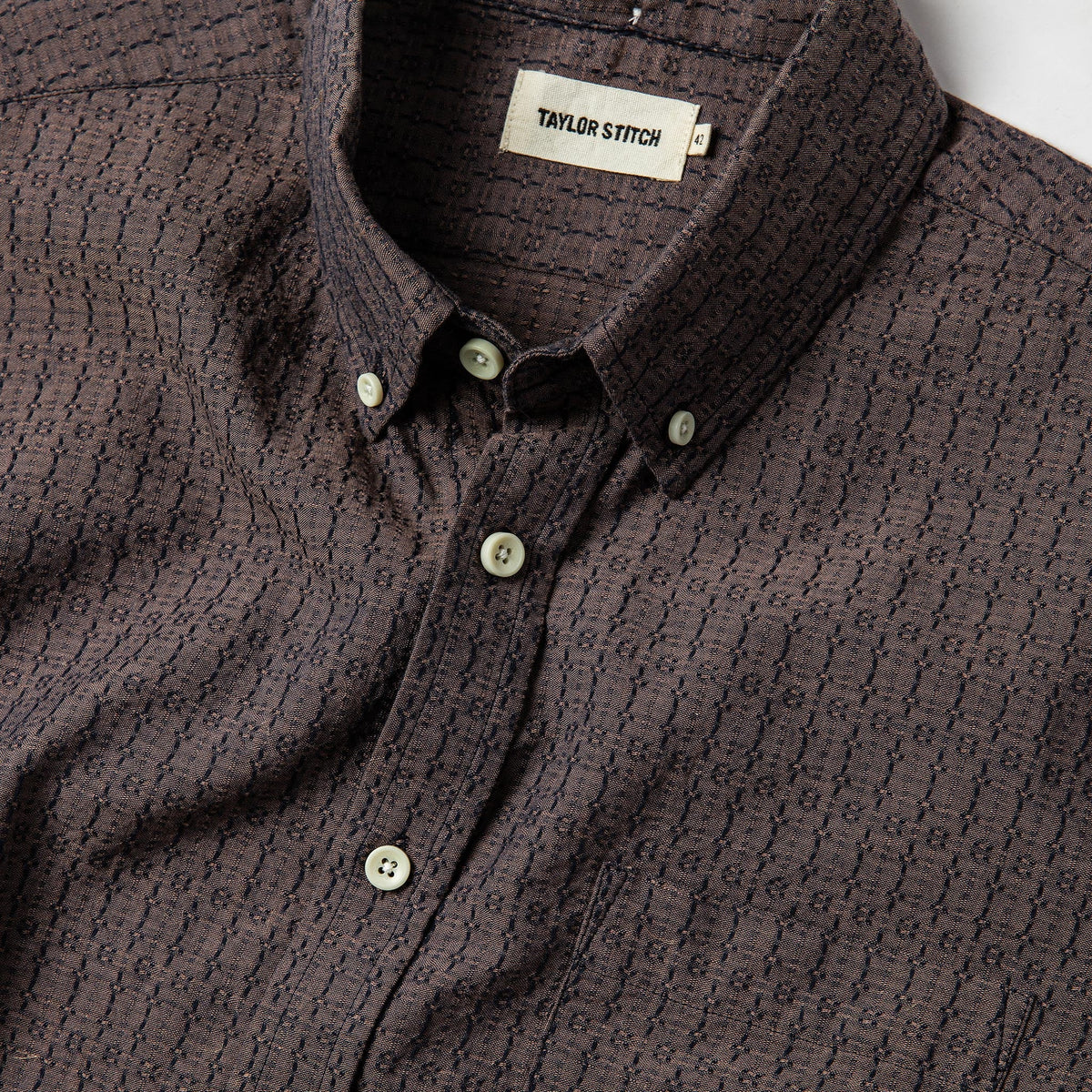 The Short Sleeve Jack in Cocoa Dobby