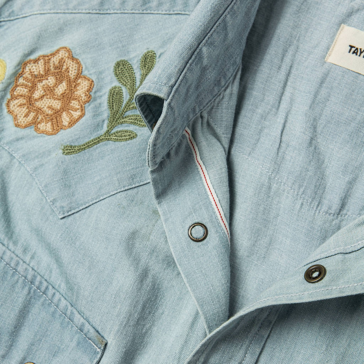 The Embroidered Western Shirt in Washed Denim