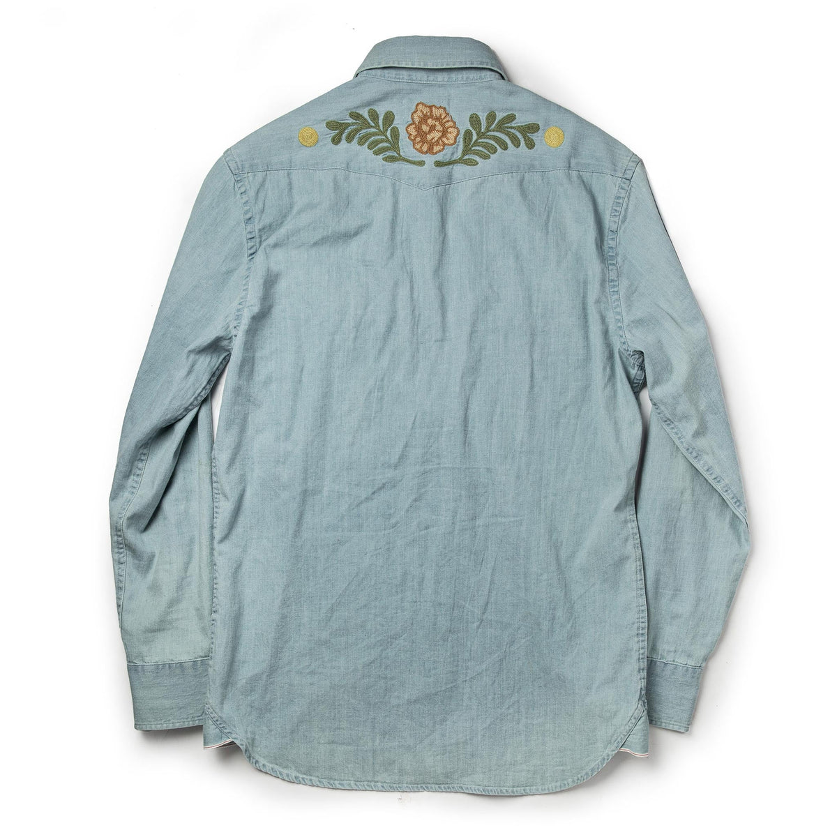 The Embroidered Western Shirt in Washed Denim