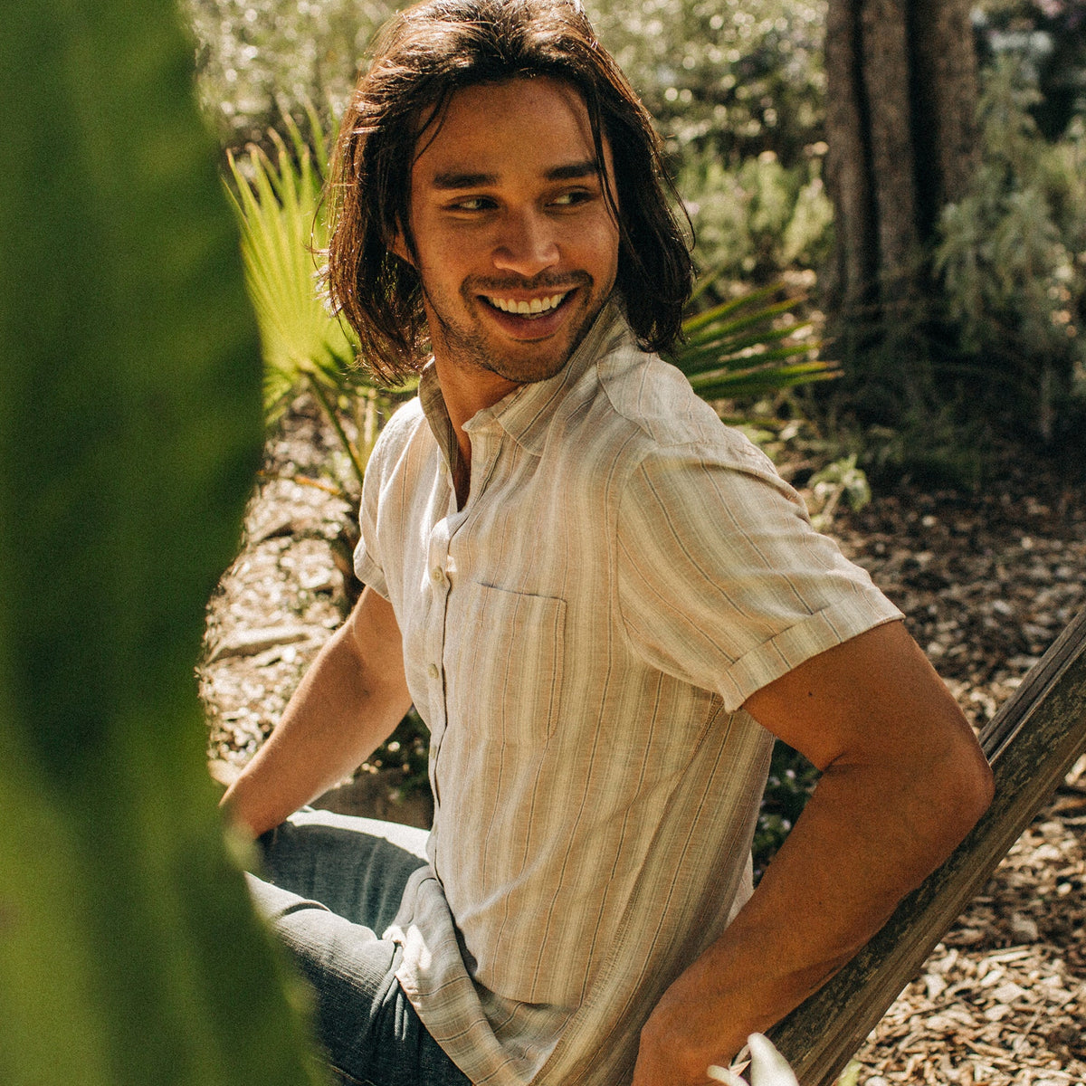The Short Sleeve California in Dusty Rose Stripe