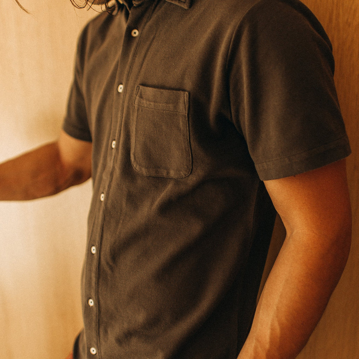 The Short Sleeve California in Espresso Pique