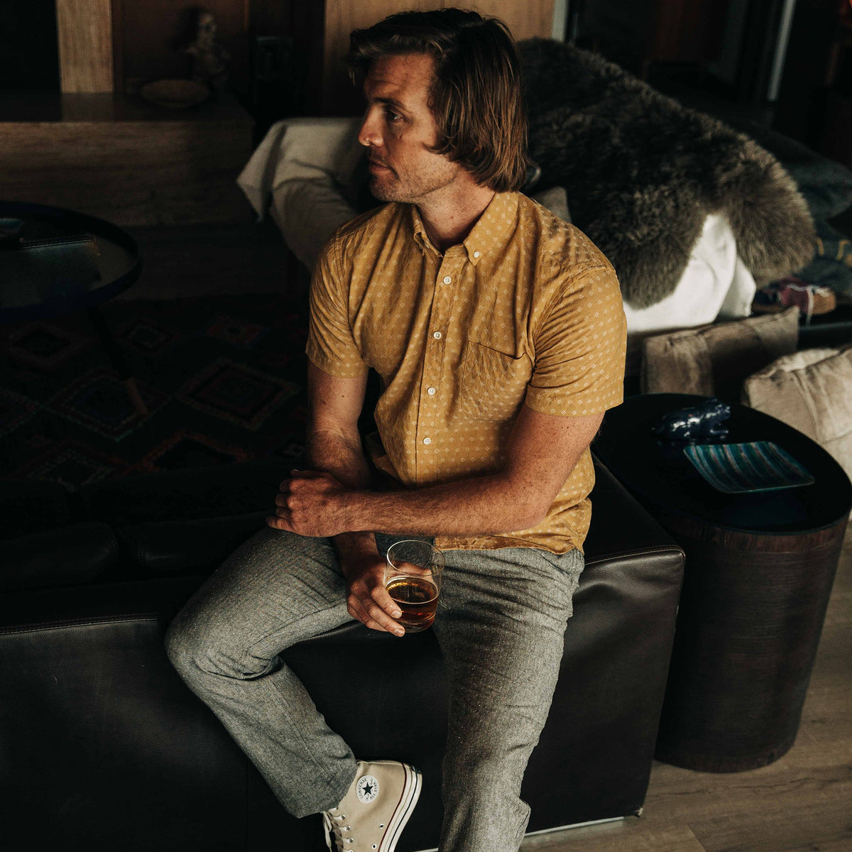 The Short Sleeve Jack in Gold Diamond