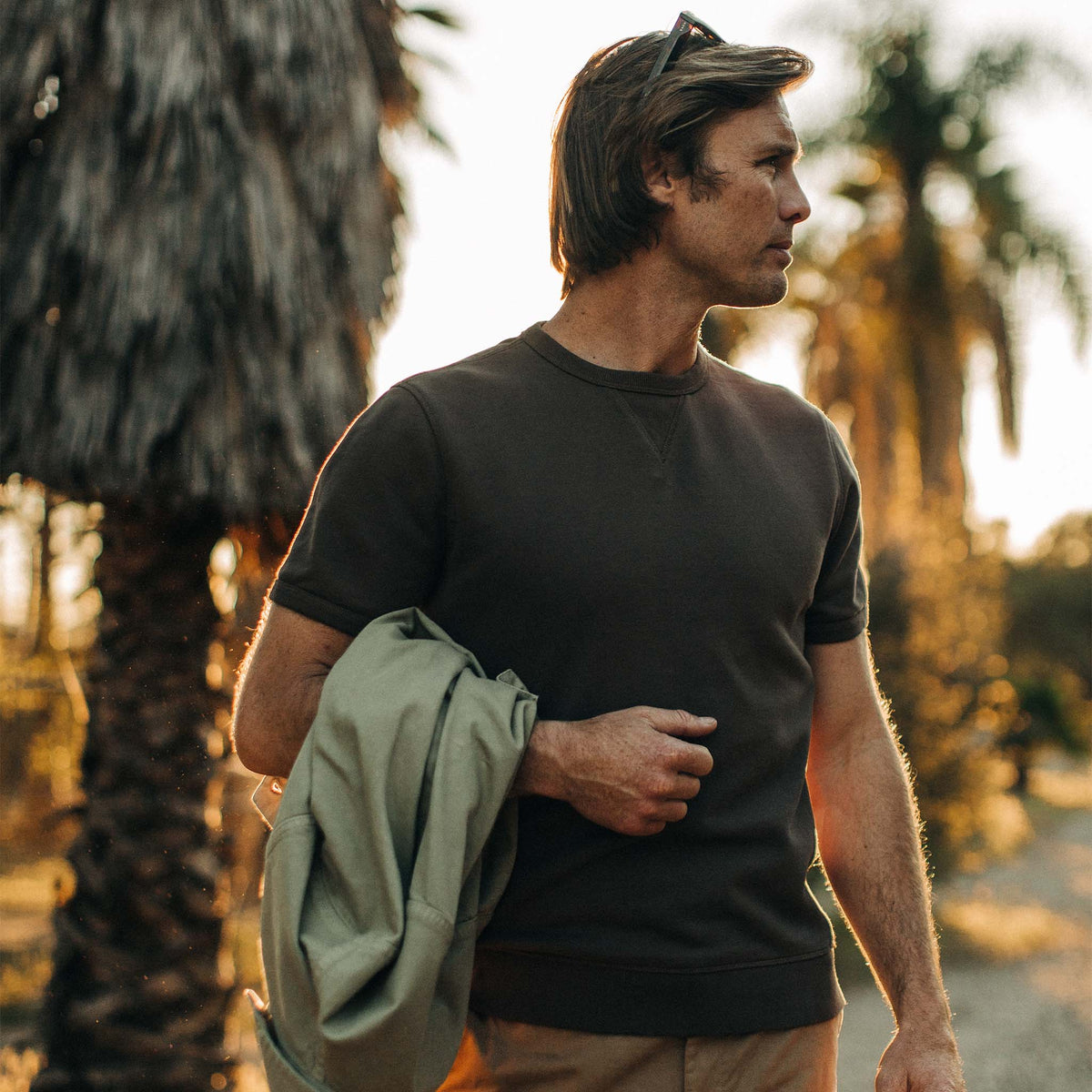 The Short Sleeve Fillmore Crew in Walnut
