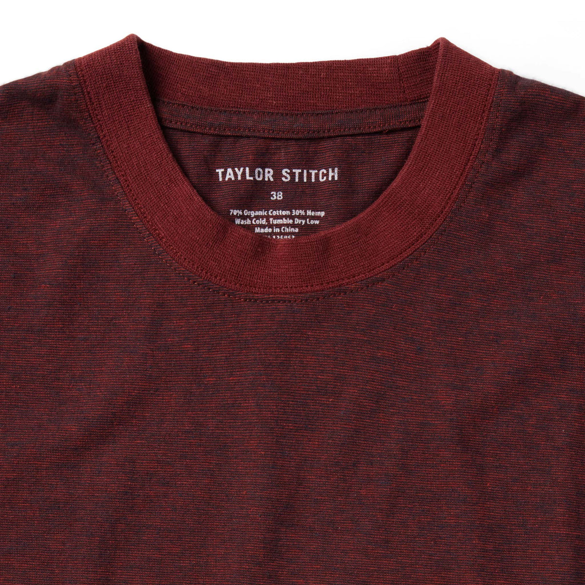 The Cotton Hemp Tee in Rust and Navy Stripe