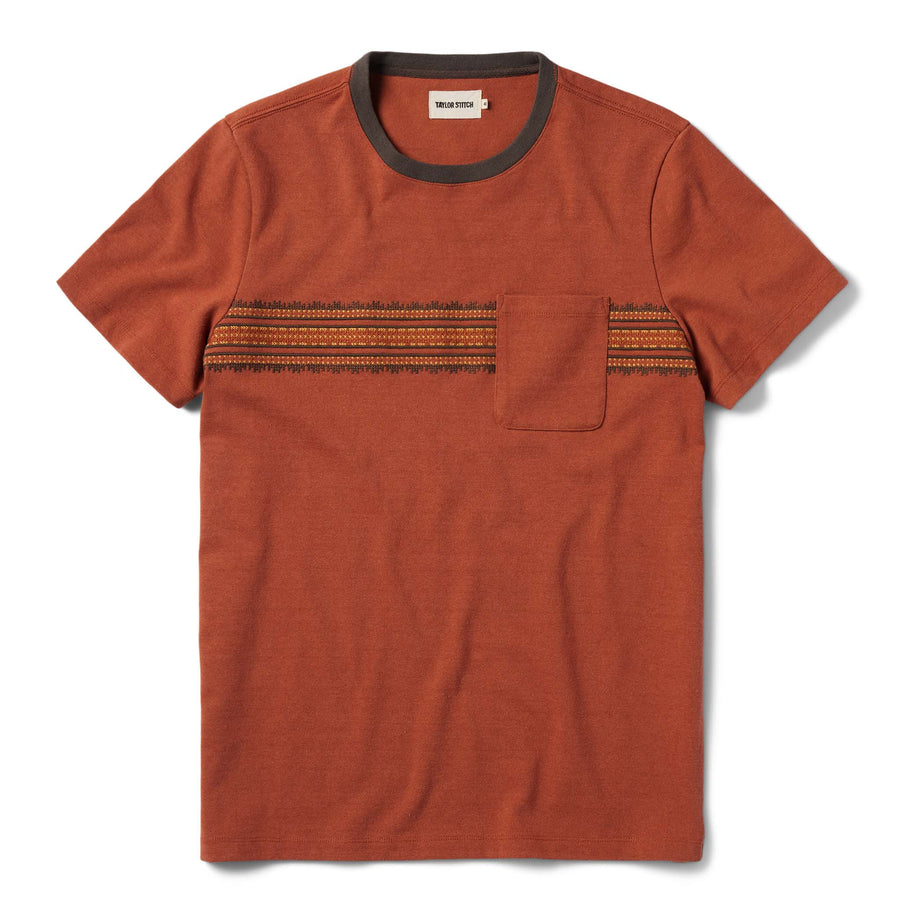 The Heavy Bag Tee in Dusty Rose Embroidered Stripe