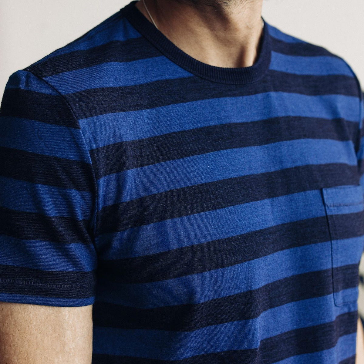 The Organic Cotton Tee in Indigo Yarn Dye Stripe