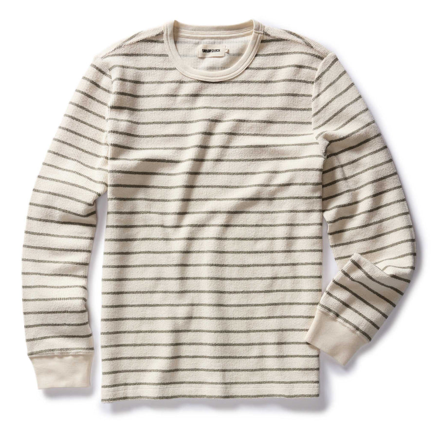 The Adams Crew in Cilantro Stripe Reverse Terry