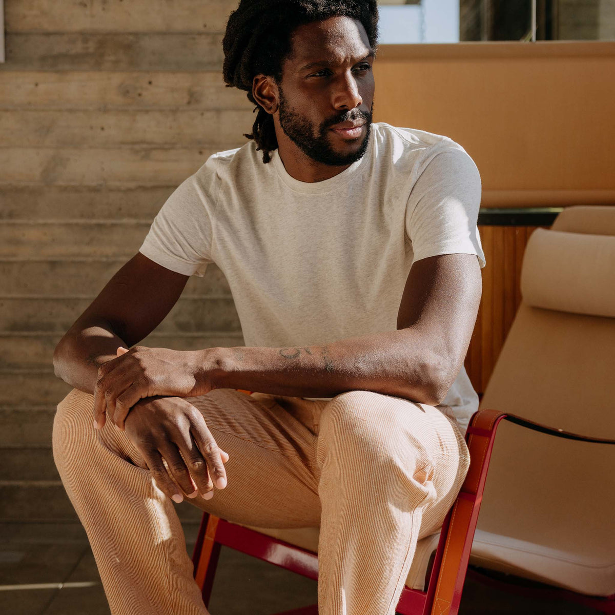 The Cotton Hemp Tee in Heather Oat