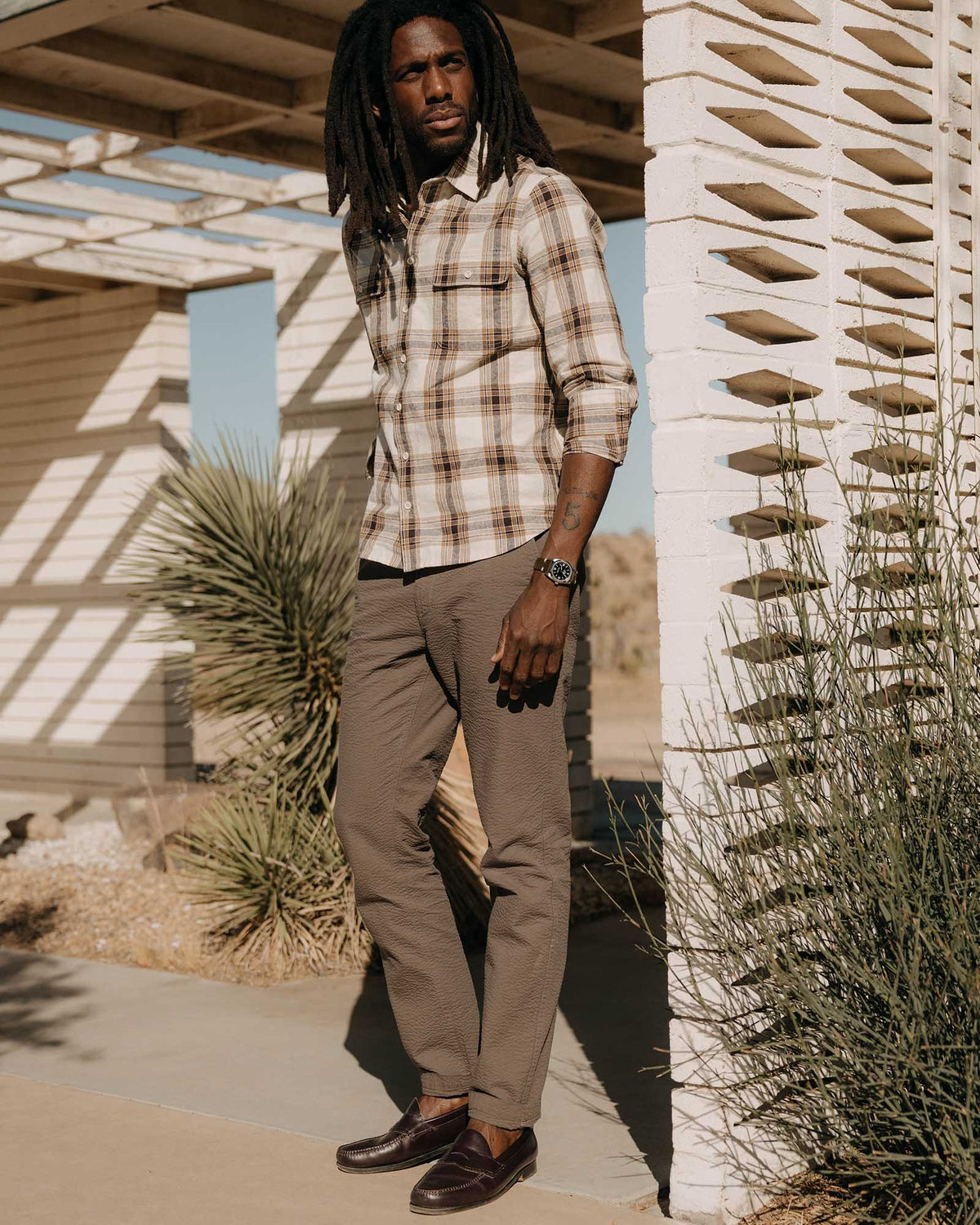 The Easy Pant in Canteen Seersucker